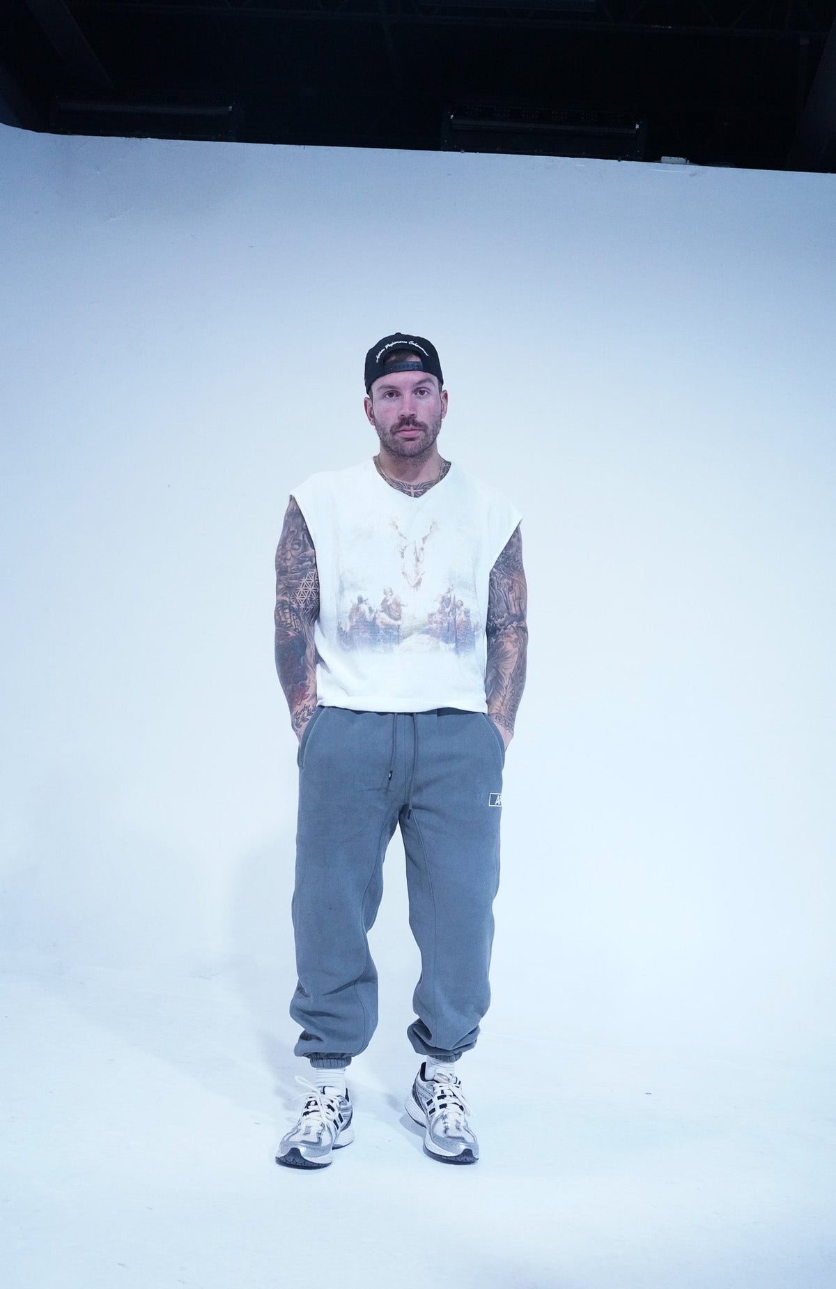 Model wearing APE Sweats