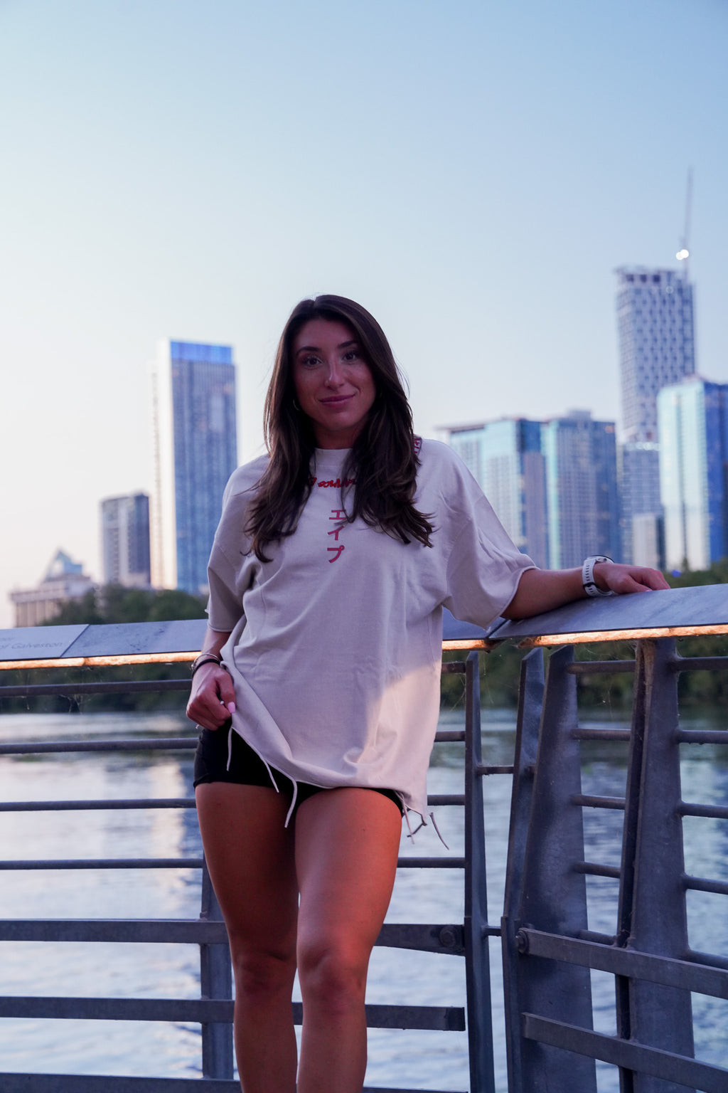 The Koi Tee in beige, front