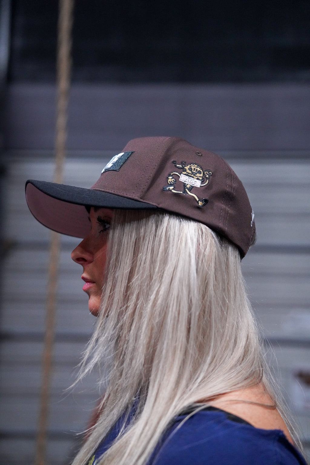 The Neapolitan Hat on model, side view