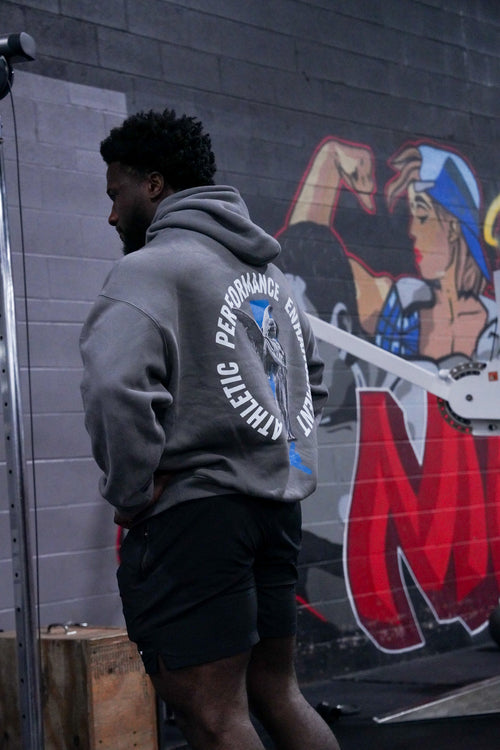 'Victory' Oversized Hoodie in gray, back graphic