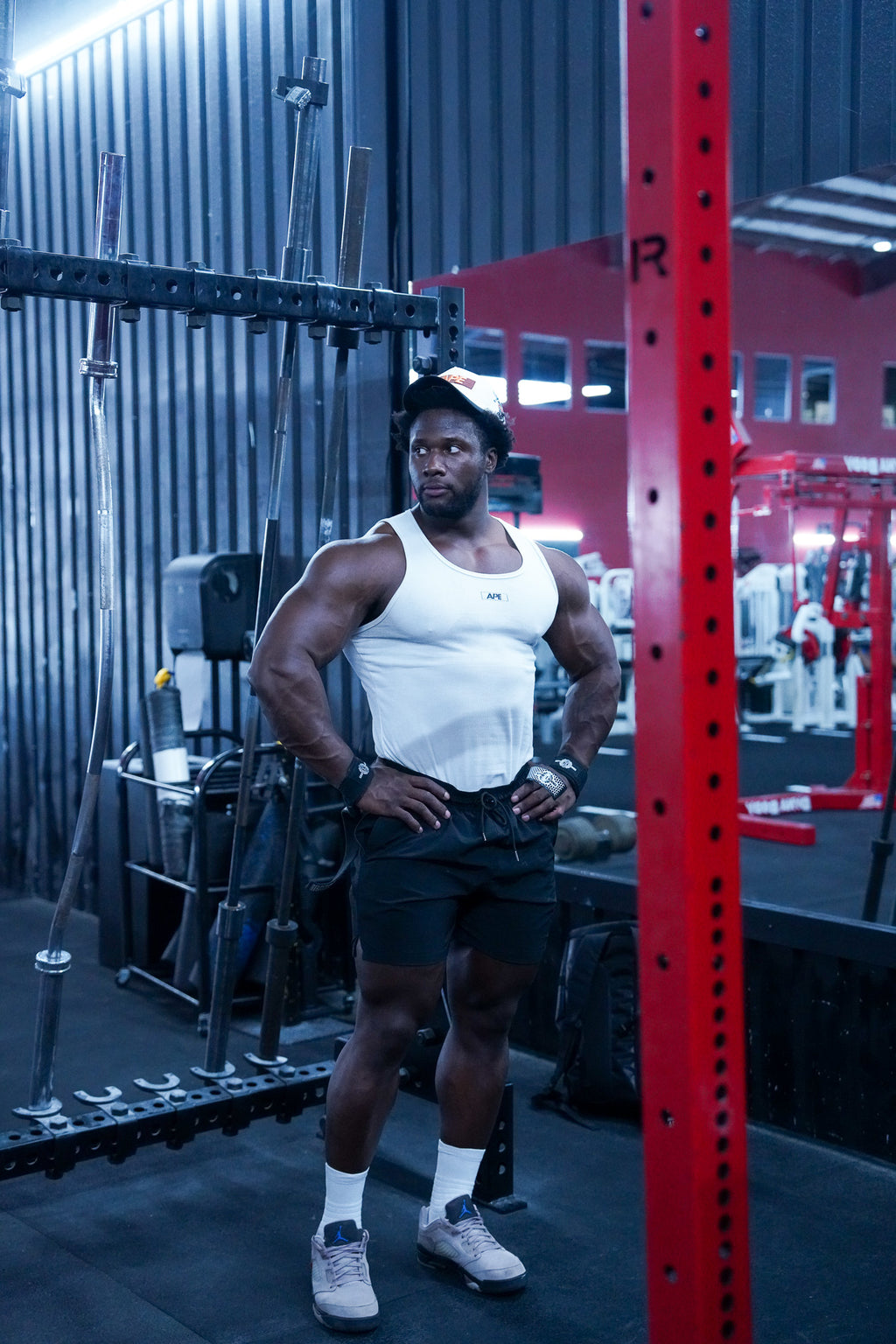 The Tank in white, worn in the gym