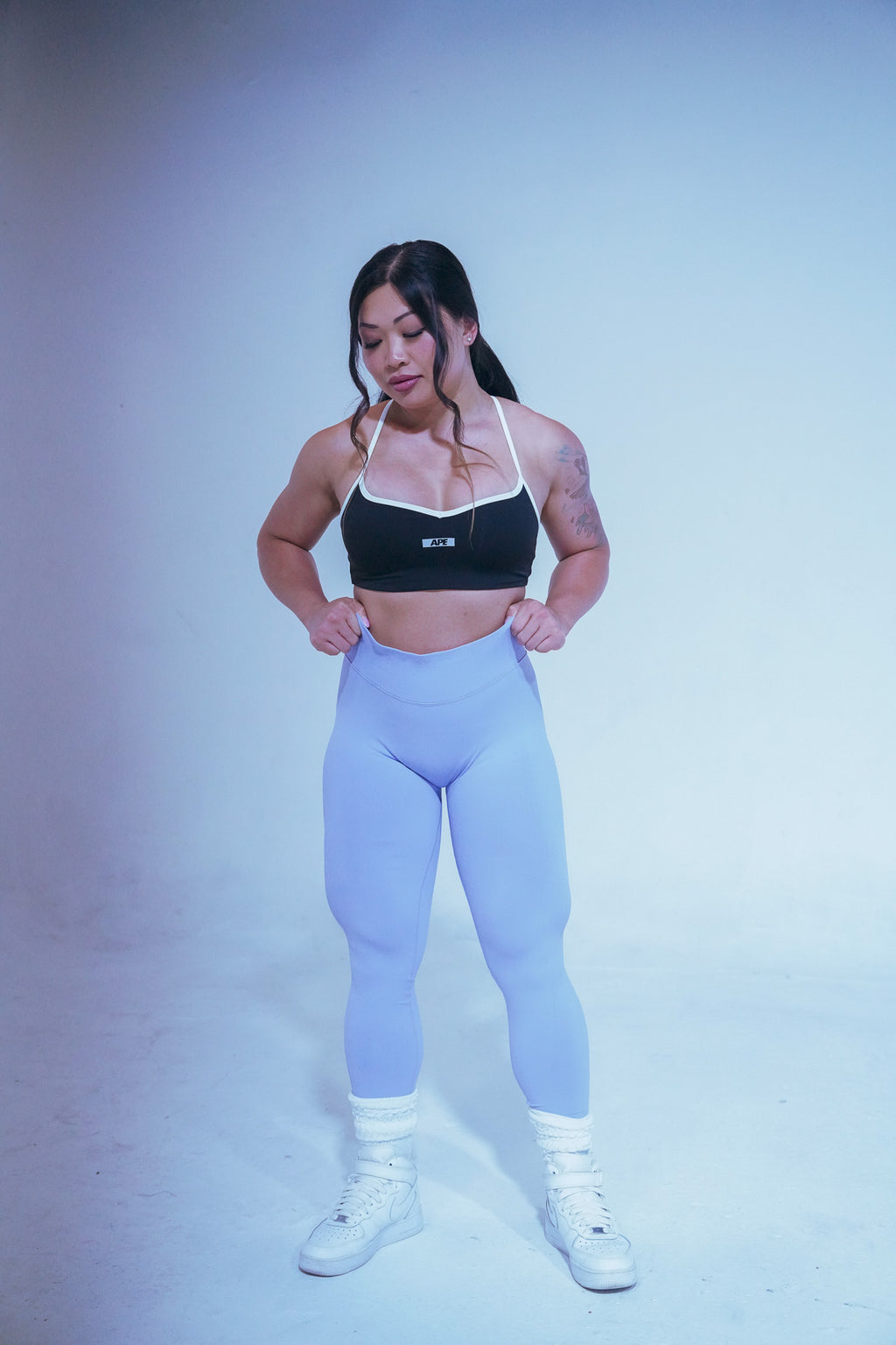Athletic Performance Leggings in lavender, front