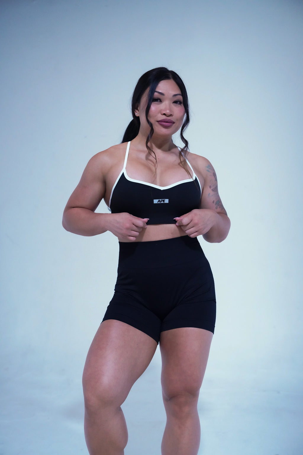 Women's Athletic Performance Shorts in black, front