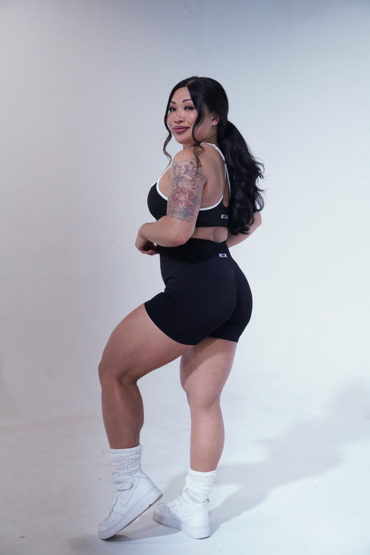 Women's Athletic Performance Shorts in black, side