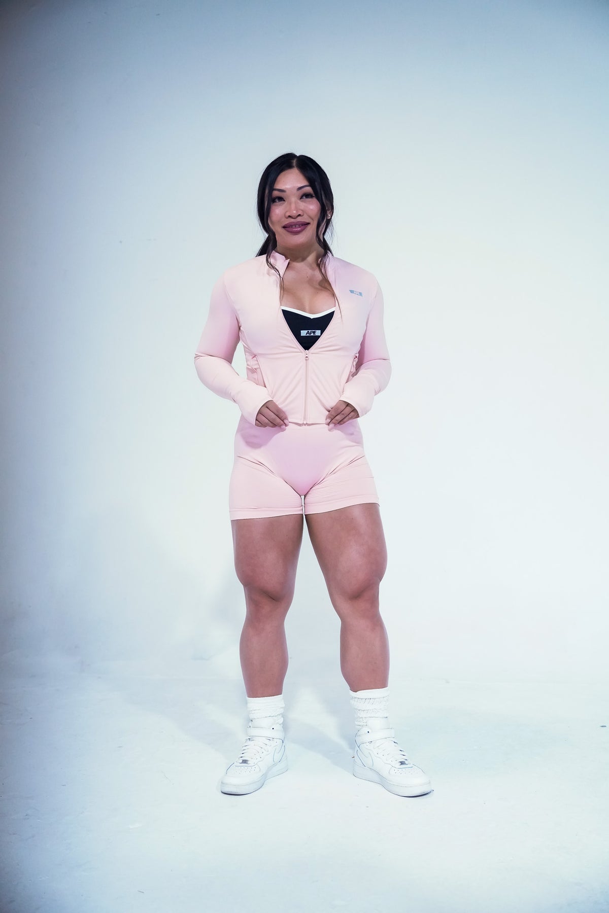 Women's Athletic Performance Shorts in pink, front